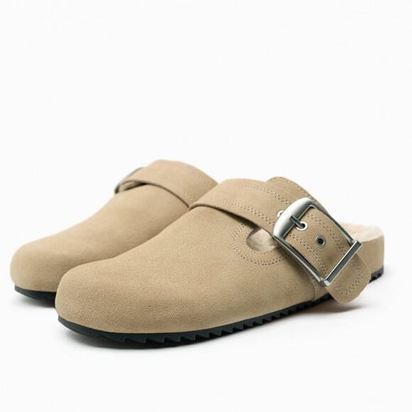 ZARA FAUX FUR LINED SUEDE CLOGS
BEIGE - Picture 5 of 14